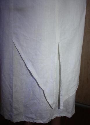 Длинная белая льняная юбка в бохо стиле2 фото