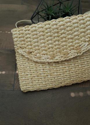 Летняя плетеная соломка клатч сумка конверт3 фото