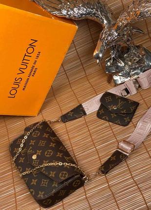 Сумочка коричневая женская в стиле louis vuitton 2в1  клатч сумка маленькая луи витон кросс-боди1 фото