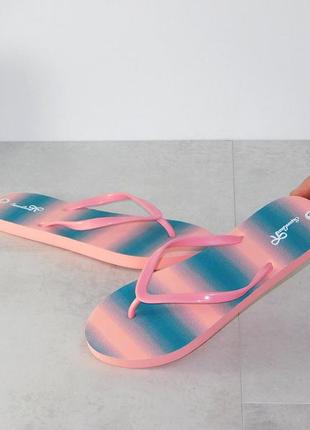 Вьетнамки шлепанцы женские пляжные розовые с голубым