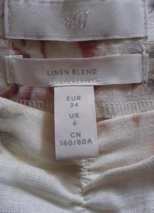 Льон+віскоза / натуральна блузка рукав "ліхтарик" квітковий принт/ укорочена полуоблегающая блуза9 фото