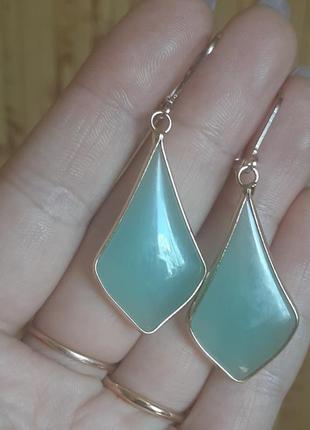 Сережки блакитний халцедон