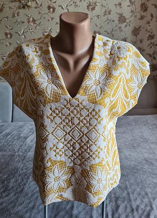🌟🌟🌟 женская футболка майка топ  zara жаккардовый узор