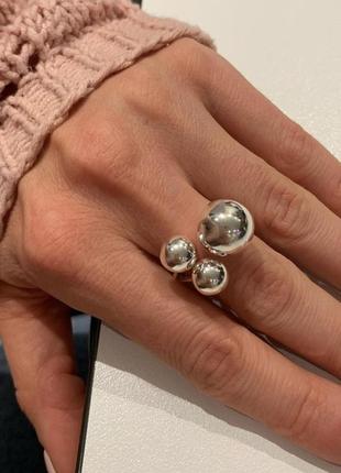 Новое родированое серебряное кольцо шарики серебро 925 пробы9 фото