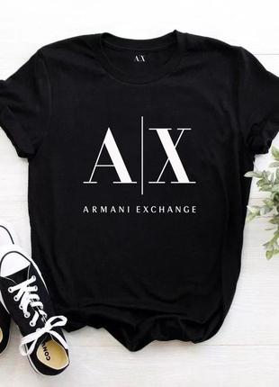 Жіноча футболка armani exchange біла чорна біла женская футболка armani exchange белая чёрная белая6 фото