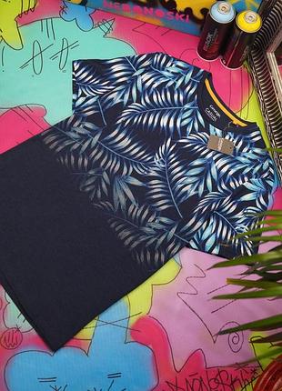 Футболка тропічний принт листя,градієнт