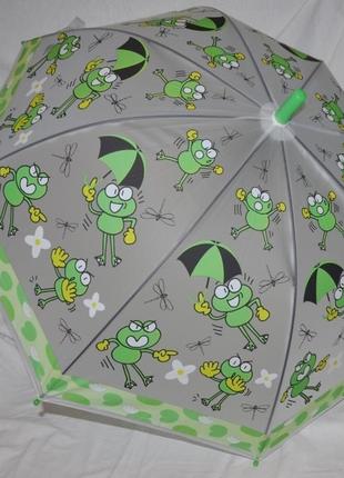 Зонт зонт с яркими лягушками матовый прозрачный грибком