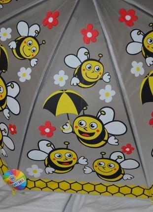 Парасоля парасолька з веселими бджілками матовий напівпрозорий грибком5 фото