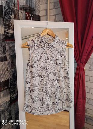 Классная лёгкая рубашка безрукавка с лицами, vero moda, m