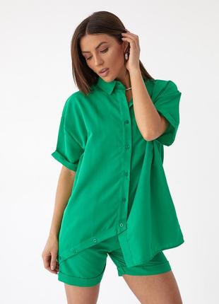 Стильный летний костюм с шортами и рубашкой coastmoda - зеленый цвет, s (есть размеры)
