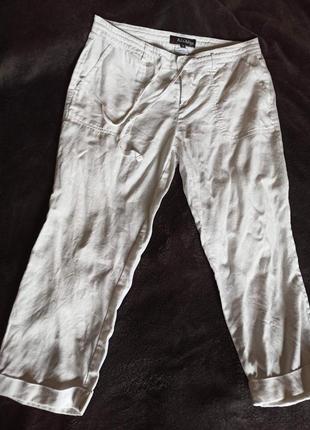 Білі лляні штани, белые льняные капри1 фото