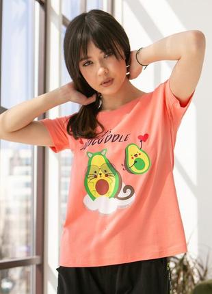 Пижама женская авокадо бриджи футболка.2 фото