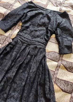 Чёрное кружевное платье,р.с3 фото