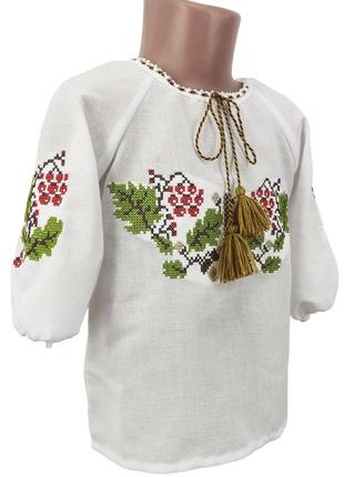 Рубашка вышиванка для девочки домотканый хлопок р. 92 - 140