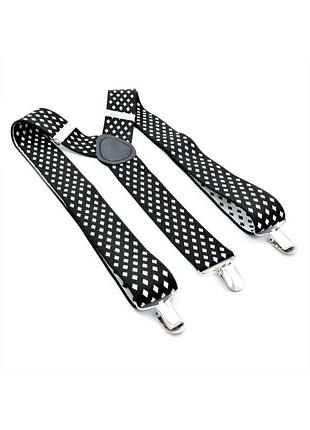 Підтяжки weatro чорні з білим 3,5 см pdt-35kit-002