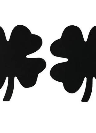 Стикини на грудь "клевер", цвет черный - размер 6,5см