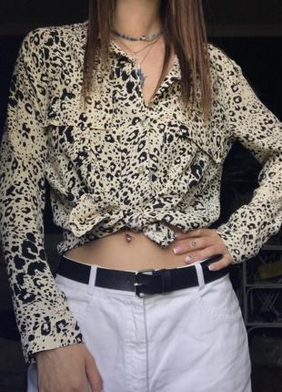 Блуза zara trf, блузка кремовая, рубашка в принт1 фото