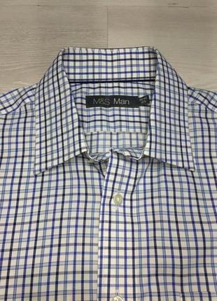 Чоловіча фірмова літня сорочка брендовая мужская летняя рубашка короткий рукав marks & spencer8 фото