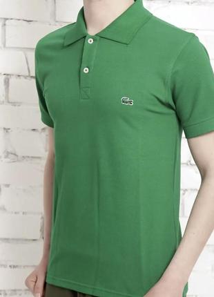 Зелёная мужская  футболка поло lacoste