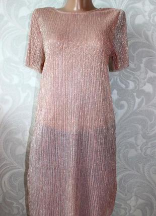 Стильна модна подовжена блуза футболка в рубчик з люрексом, s/26 (1788)