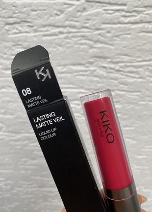 Стійка рідка помада lasting matte veil 08 kiko milano