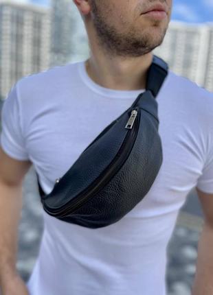 Черная бананка натуральная кожа v2