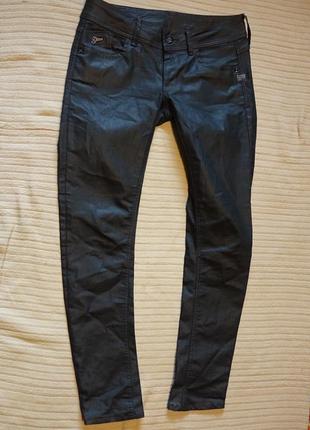 Чудові блискучі чорні вузькі джинси - бедровки g-star raw голландія 31/32