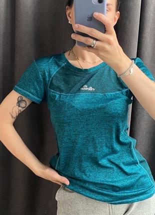 Термо футболка еліс для занять спортом спортивна ізумрудна смарагдового кольору жіноча спортивна ellesse6 фото
