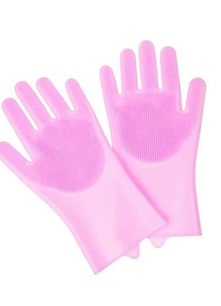 Силіконові рукавички для прибирання та миття посуду універсальні1 фото