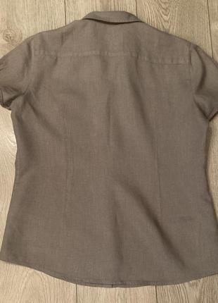 Лляна сорочка коричневого кольору2 фото