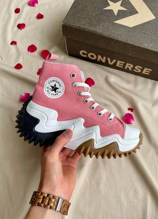 Converse birds star motion hi pink масивні жіночі кеді конверс рожеві на високій підошві масивні рожеві кеди на високій підошві6 фото