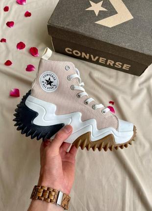 Converse run star motion hi beige масивні жіночі кеди конверс бежеві на високій підошві массивные бежевые кеды на высокой подошве