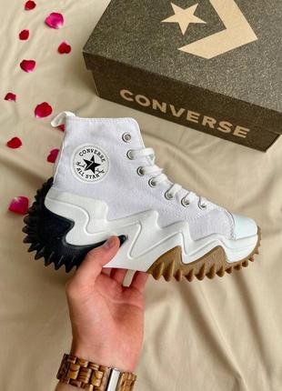 Converse run star motion hi white масивні жіночі кеди конверс білі на високій підошві массивные белые кеды на высокой подошве