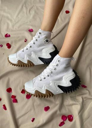 Converse run star motion hi white масивні жіночі кеди конверс білі на високій підошві массивные белые кеды на высокой подошве2 фото