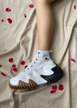 Converse run star motion hi white масивні жіночі кеди конверс білі на високій підошві массивные белые кеды на высокой подошве9 фото