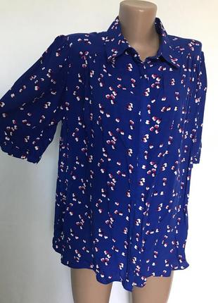 Натуральная рубашка блузка 16 размера  яркая