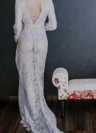 Винтажное кружевное платье, перюнюар невесты белого цвета!