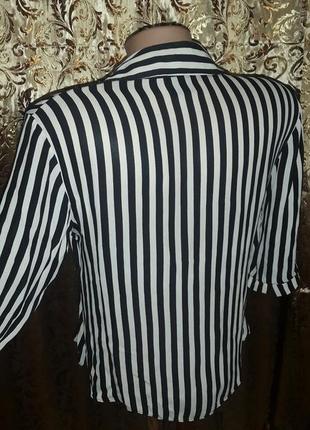 Блуза з шовку в чорно-білу смужку2 фото
