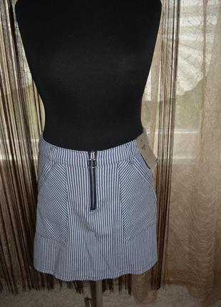 Натуральная моделирующая юбка в полоску, секси, морячка, хлопок, tu1 фото