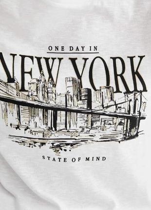 Біла жіноча футболка defacto/дефакто one day in new york. фірмова туреччина4 фото