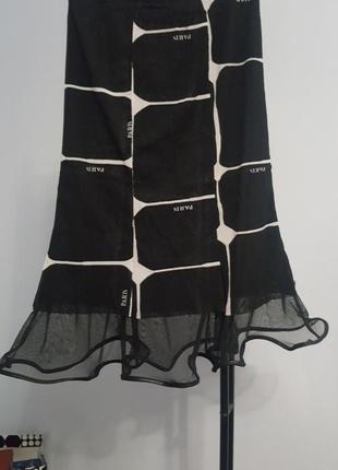 Юбка сетка принт  юбка полу прозрачная lonkel франция  оригинал юбка черная белая