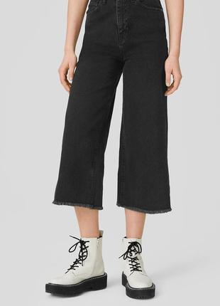 Жіночі щільні джинсові кюлоти c&a, розмір m, чорний, 100% хлопок1 фото