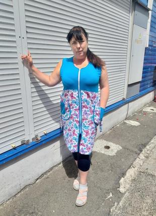 Женский халат большие размеры баталы хлопок вискоза турецкая ткань