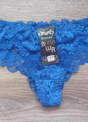 Бразилианы трусики синие аквамарин кружевные bwr 275  l m