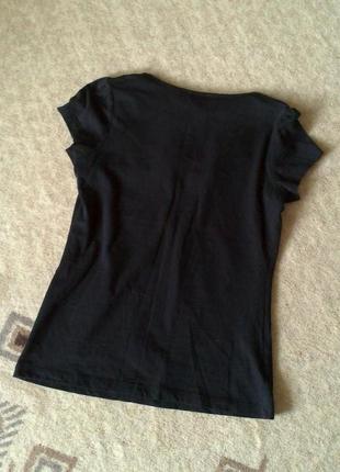 34-36р. чёрная футболка с окантовкой выреза, хлопок, или в подарок3 фото