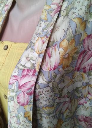 Красивый летний цветочный пиджак жакет в цветы/100% хлопок1 фото