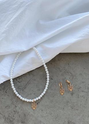 Комплект чокер і сережки «герби»