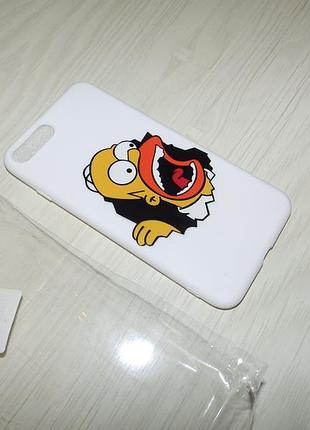 Чохол для iphone 7 plus / 8 plus silicon case clear red / 8 plus print homer simpson вилазить з чохла
