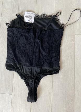 Боді з французьким мереживом чорний стрінги