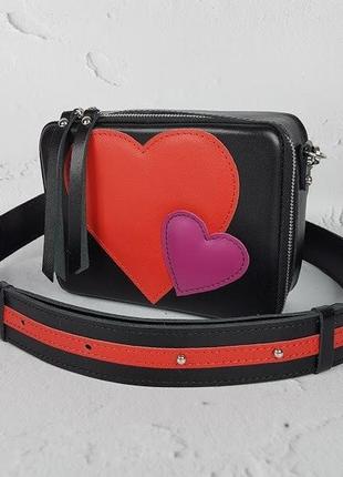 Сумка клатч, кросс-боди женская натуральная кожа черная 1634